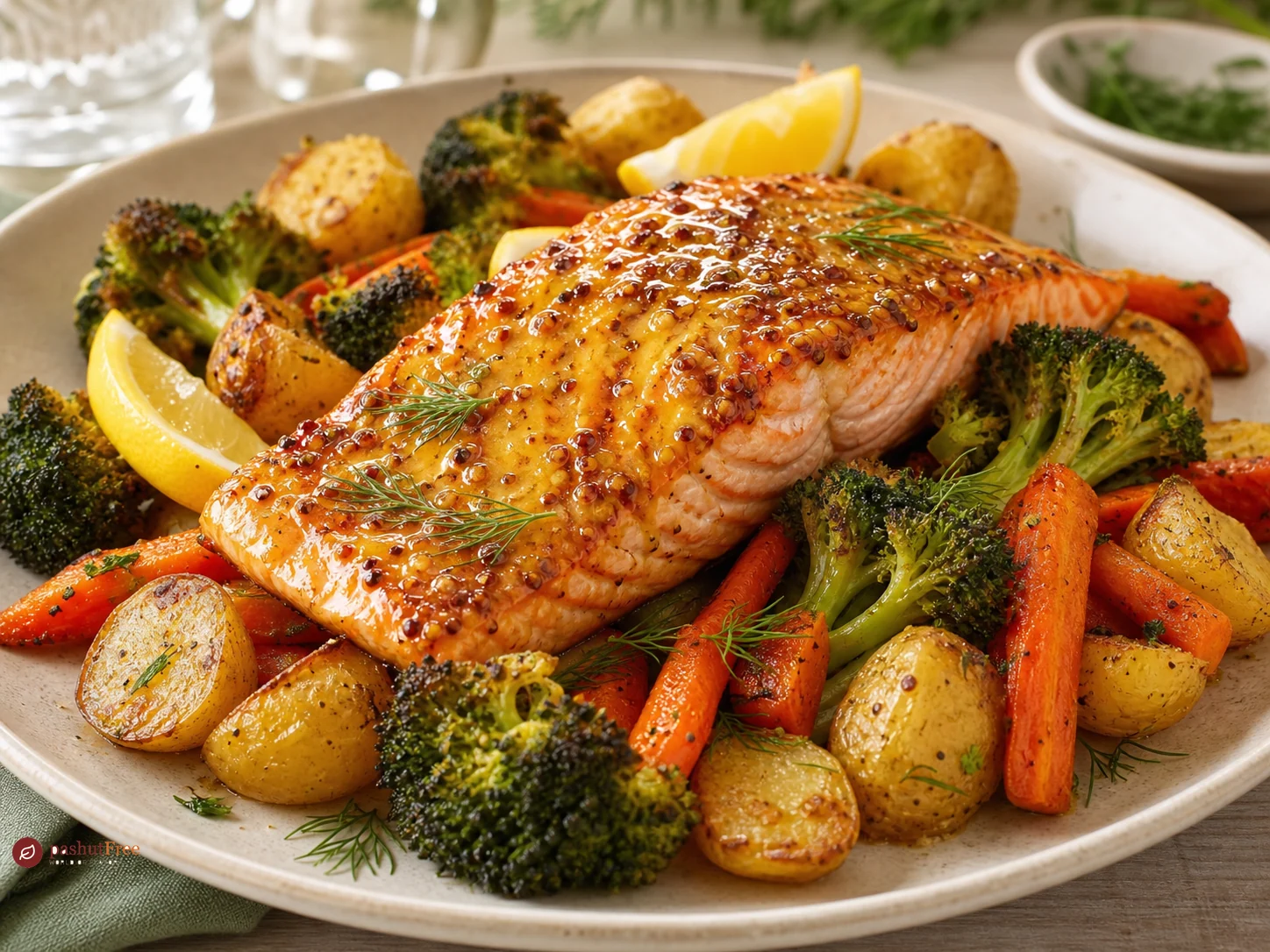 Savory Maple-Mustard Salmon with Roasted Vegetables