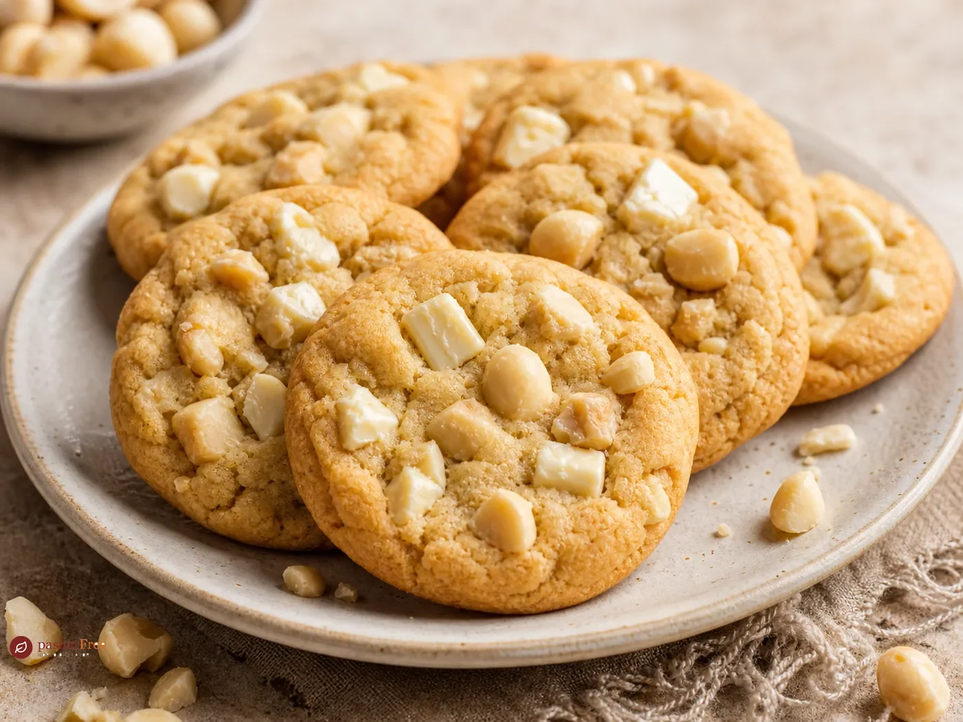 Galletas de macadamia y chocolate blanco sin gluten