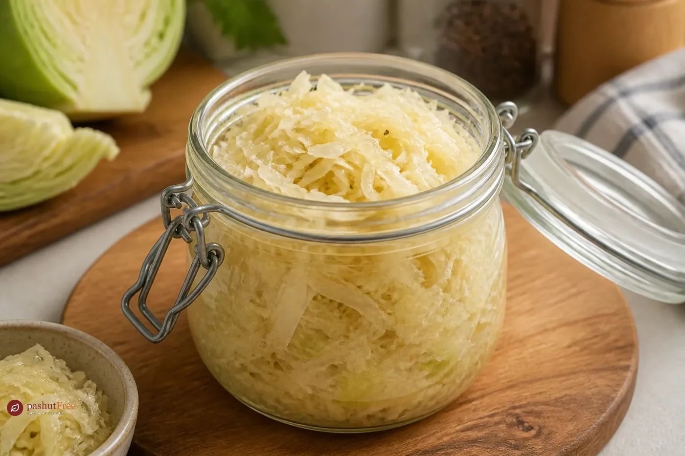 Finished homemade dish: Quick Overnight Sauerkraut