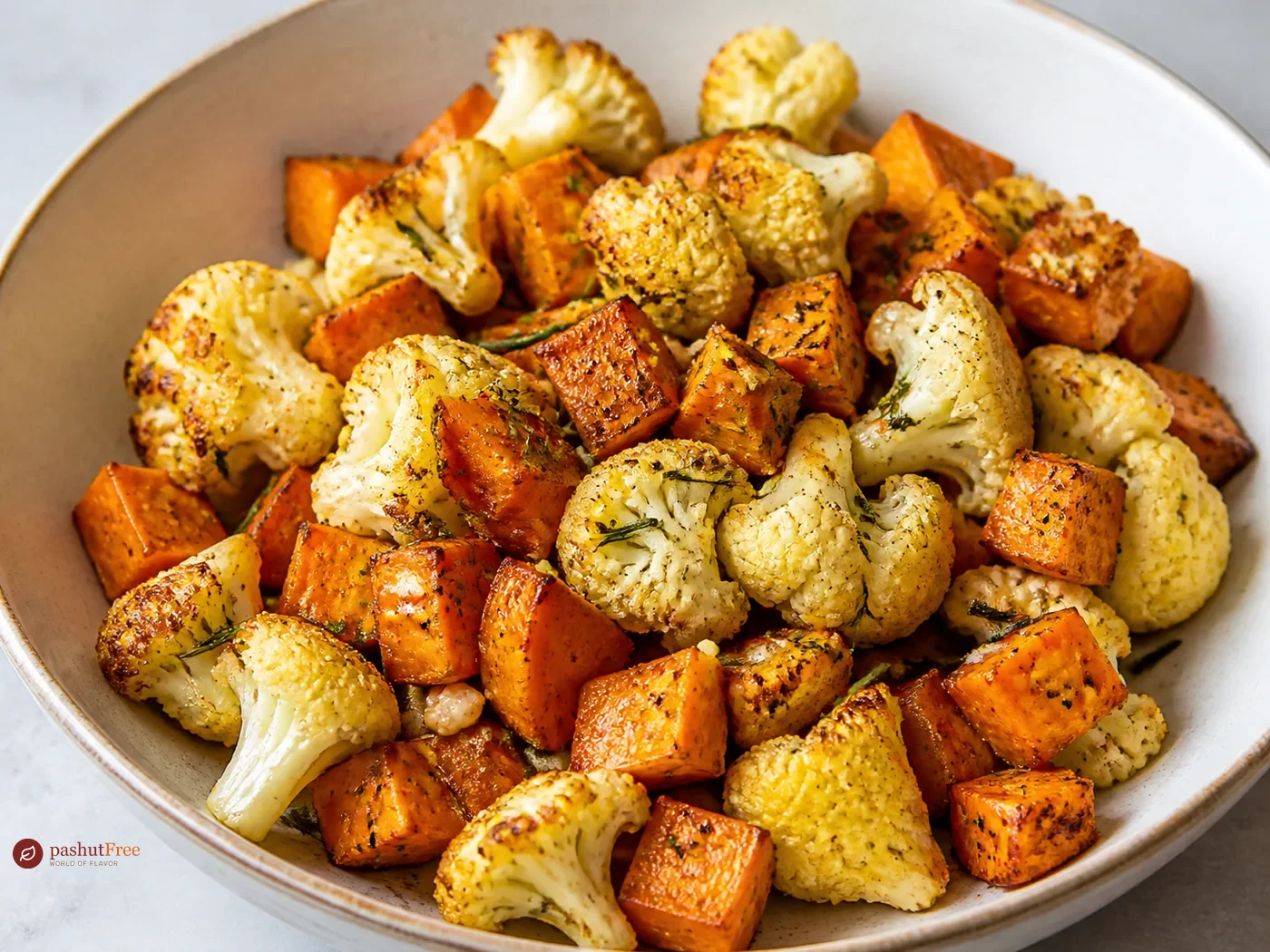 Roasted Cauliflower and Sweet Potato with Herbs