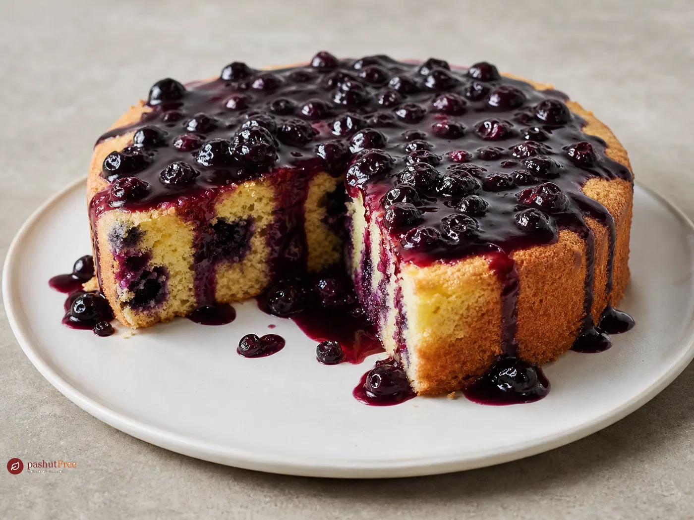 Gluten-Free Blueberry Sponge Cake with Extra Blueberry Sauce