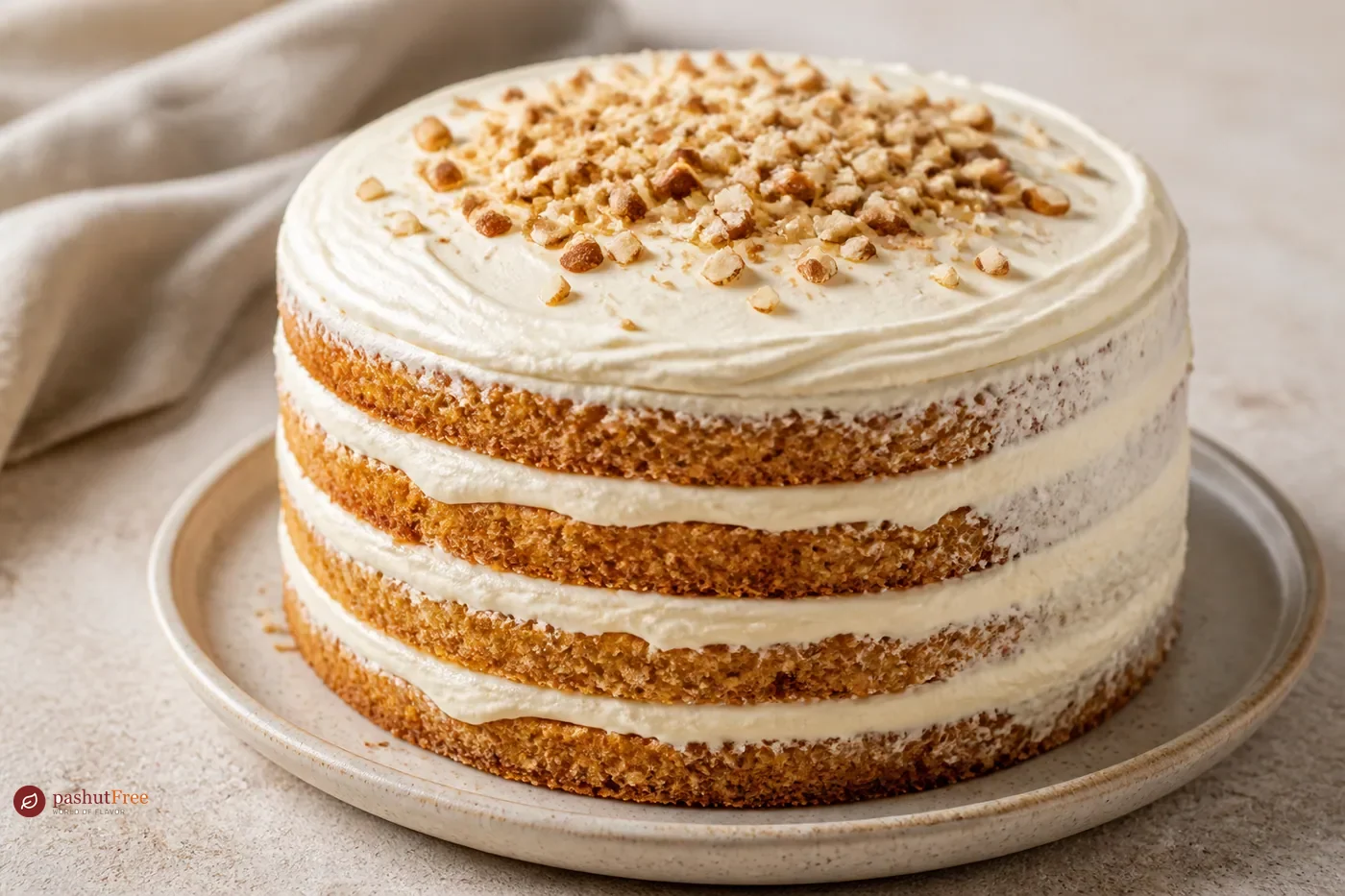 Layered Almond Cake with Whipped Cream