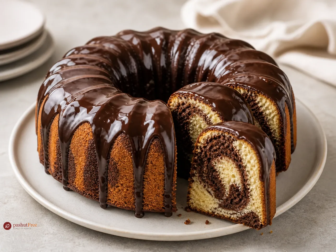 Bundt de mármol glaseado con chocolate