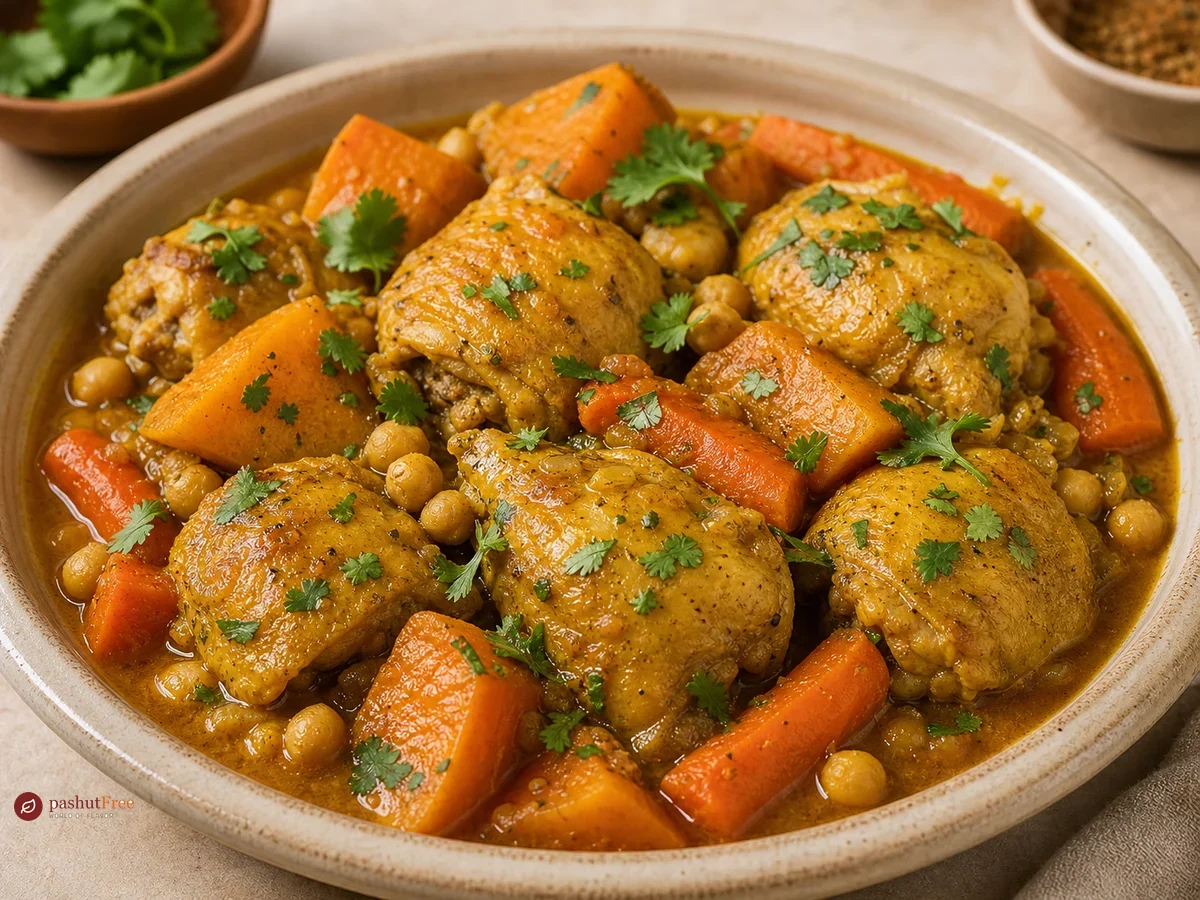 Tajine de Poulet aux Carottes et Patates Douces (Tagine de pollo con zanahorias y boniato)