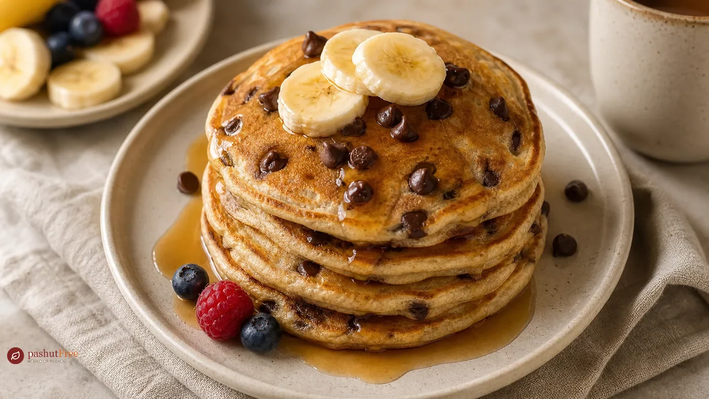 Cashew Banana Chocolate Chip Pancakes as a ready home dish