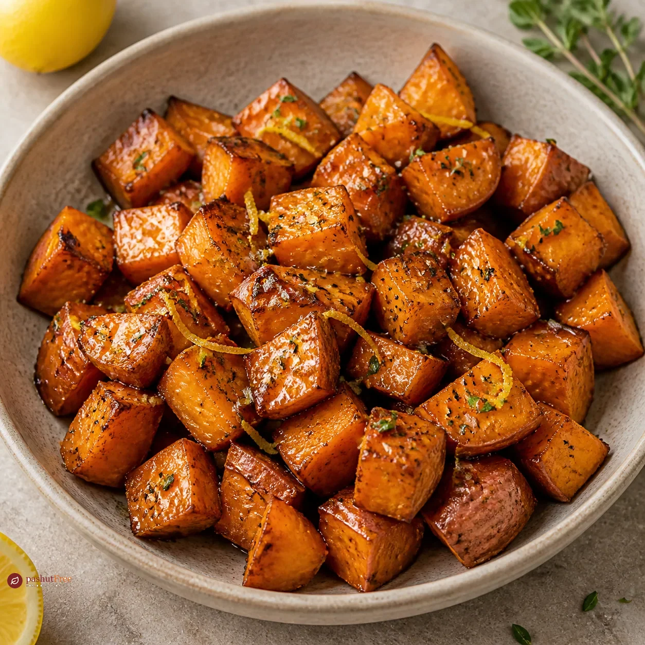 Honey and Lemon Glazed Roasted Sweet Potatoes