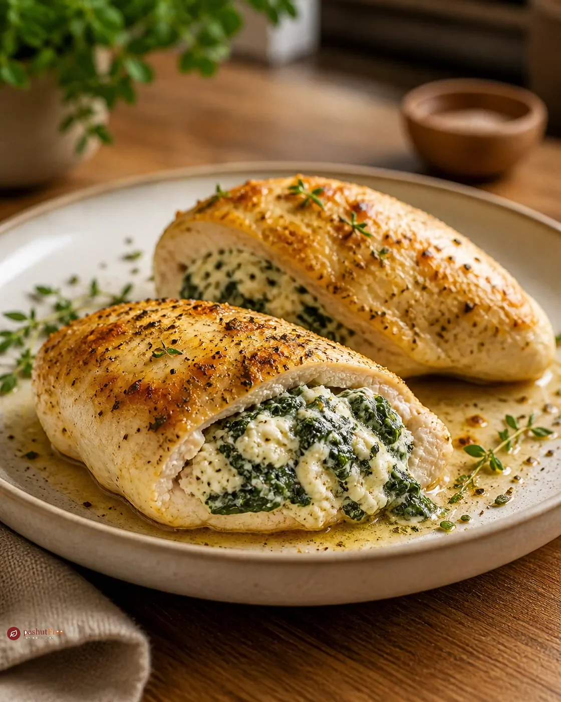Baked Chicken Breasts Stuffed with Ricotta and Spinach