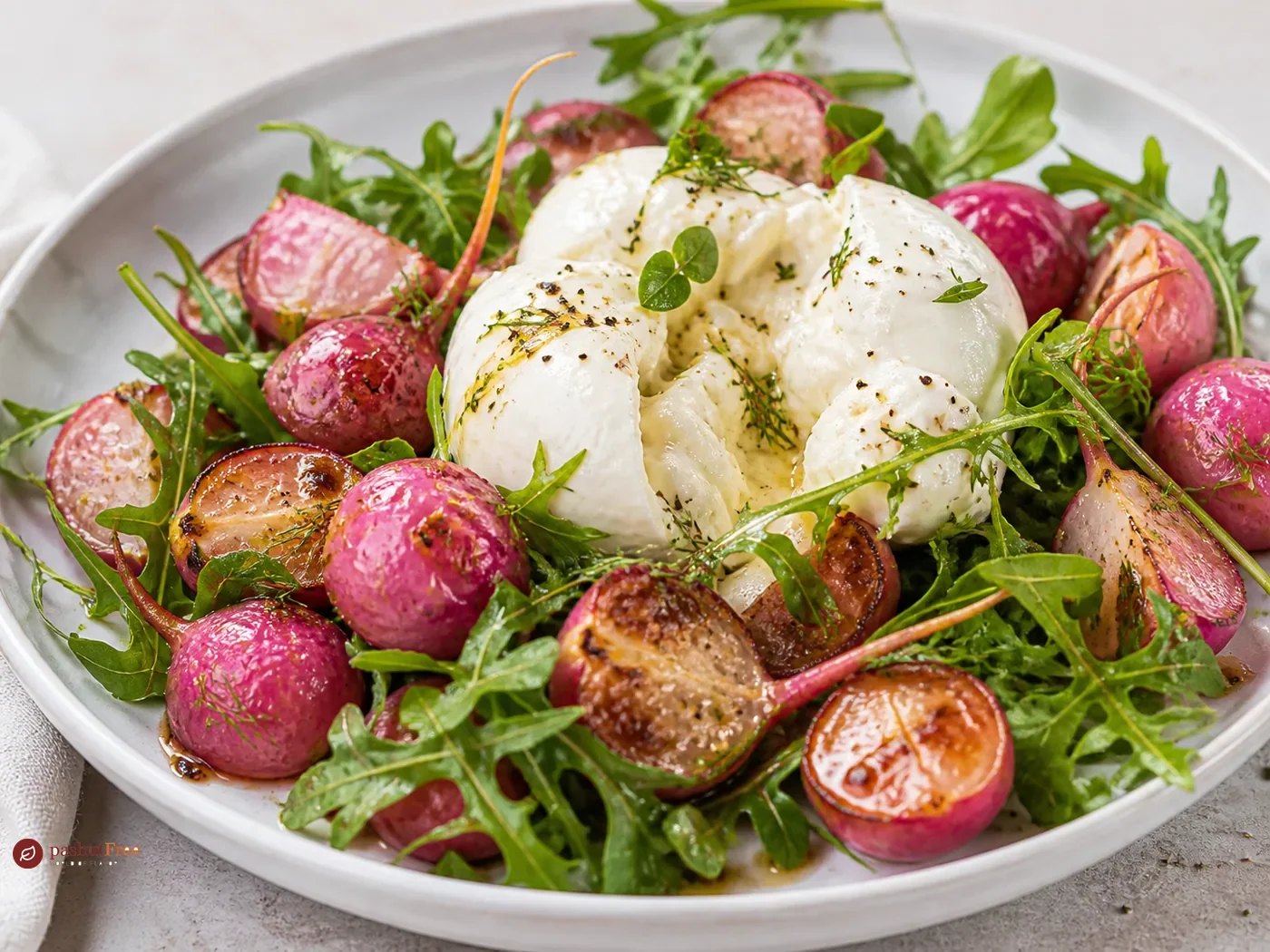 Roasted Radish and Burrata Salad with Lemon Dressing