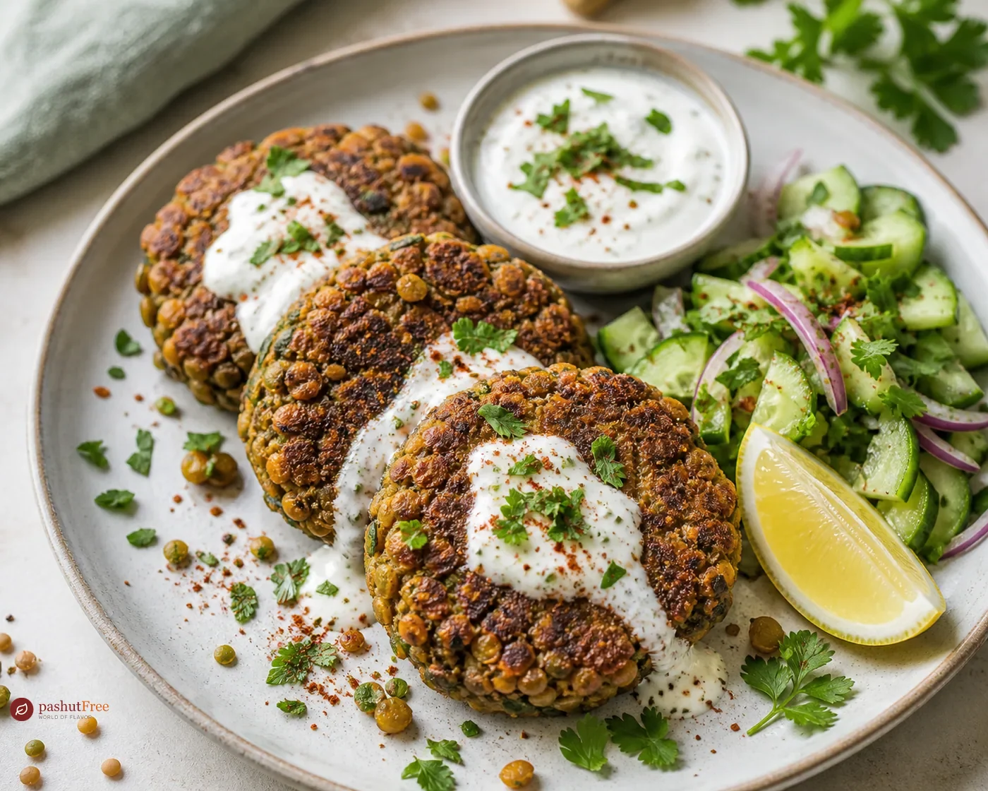 Lentil Patties with Yogurt