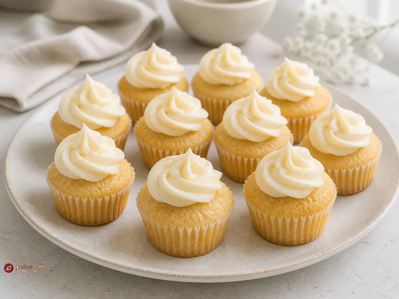 Soft Vanilla Cupcakes with Creamy Frosting