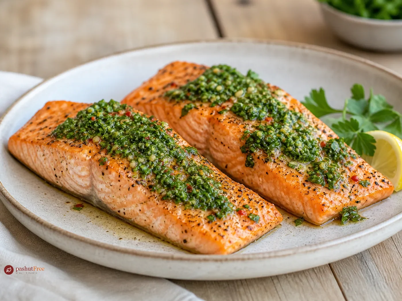 Baked Salmon with Fresh Chimichurri