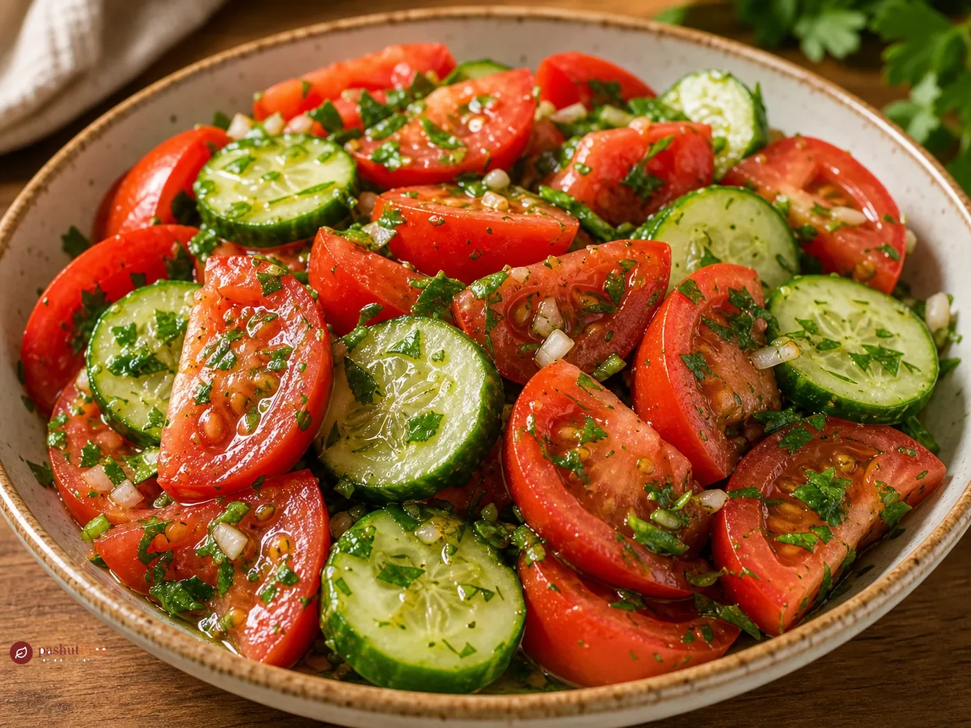 Ensalada marinada de tomate y pepino