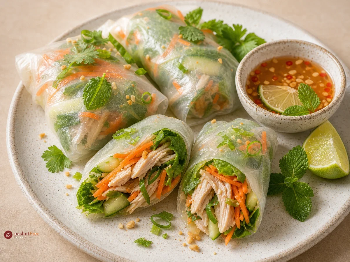 Вьетнамские спринг-роллы с курицей и овощами