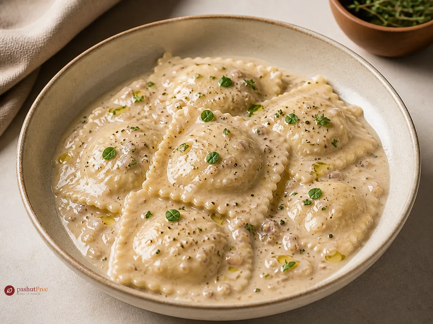 Ravioli with Rich Truffle Sauce