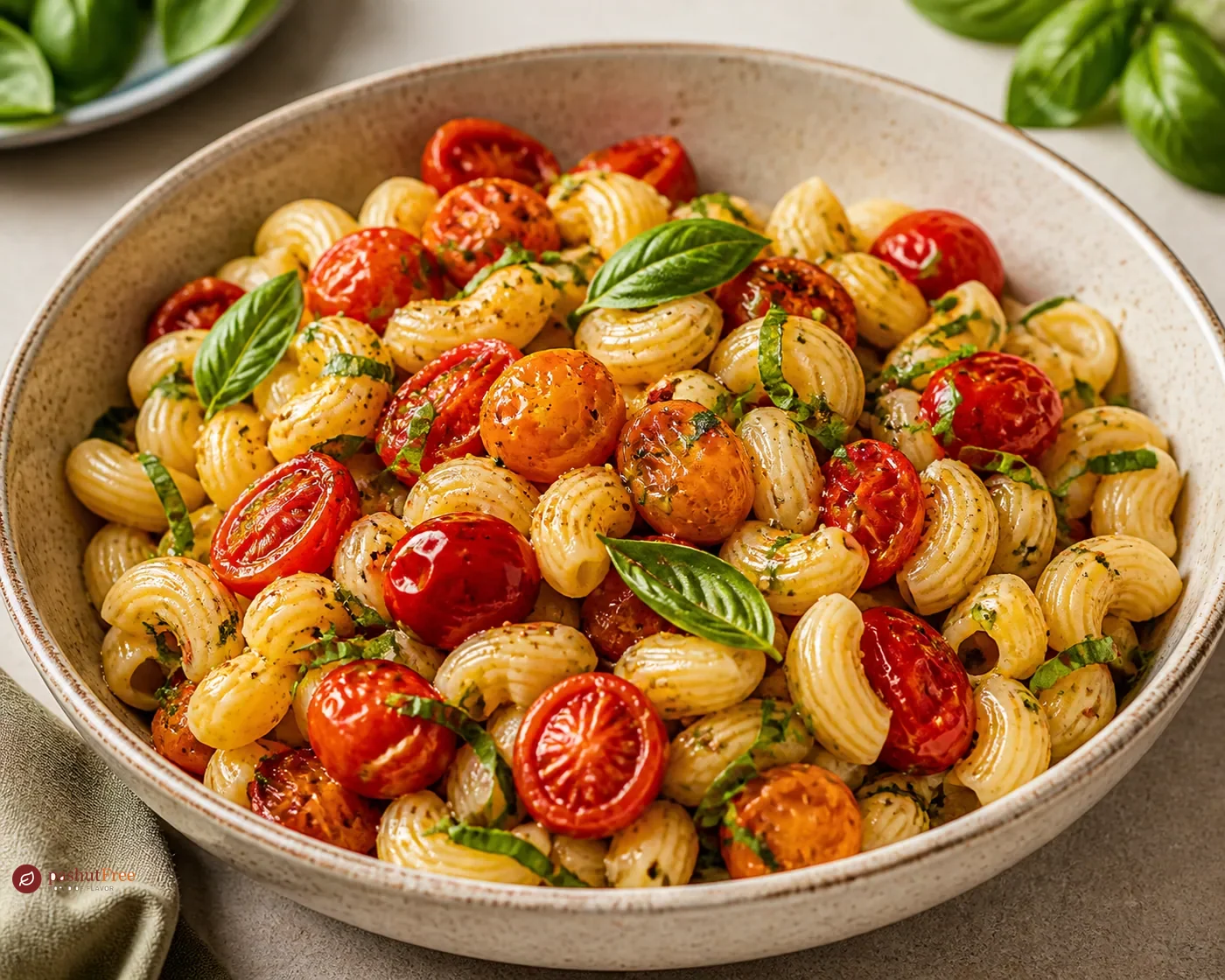 Blistered Tomato Pasta Salad with Basil