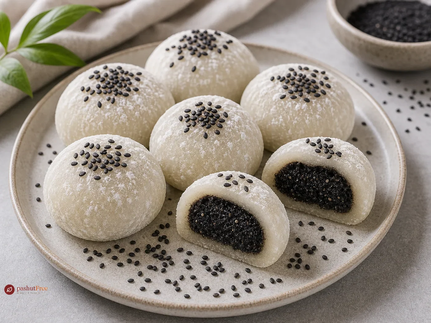 Pasteles de arroz glutinoso con relleno de sésamo negro
