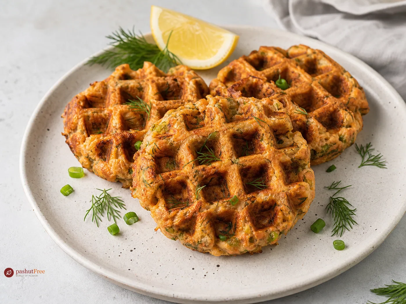 Waffles with salmon pies served as a ready home dish
