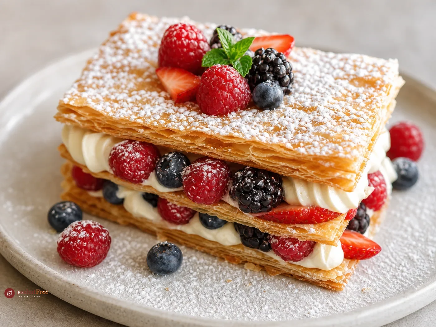 Layered Pastry with Berries and Cream
