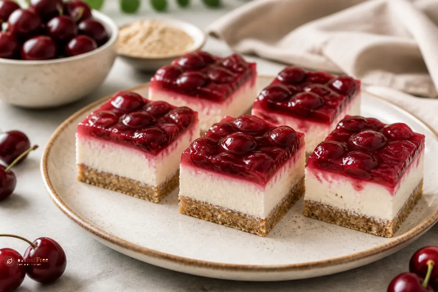 No-Bake Vegan Cherry Cheesecake Bars