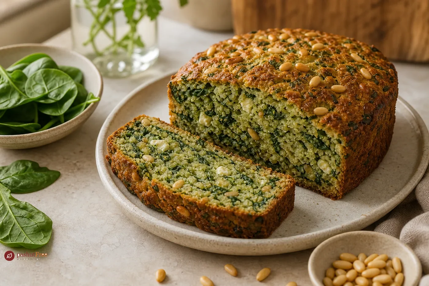 Finished homemade dish: Savory Spinach Nut Cake