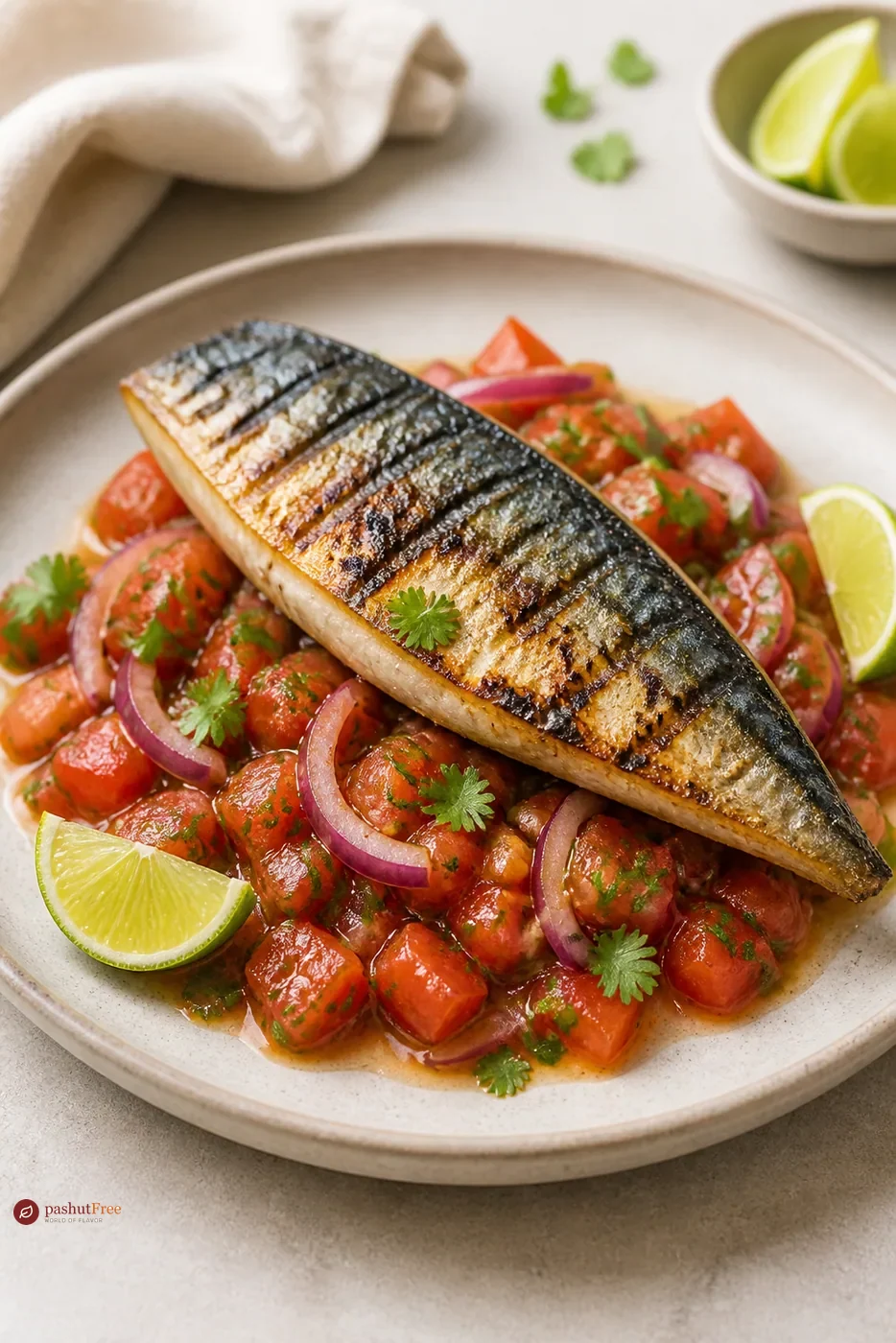 Grilled Mackerel with Zesty Tomato Ceviche