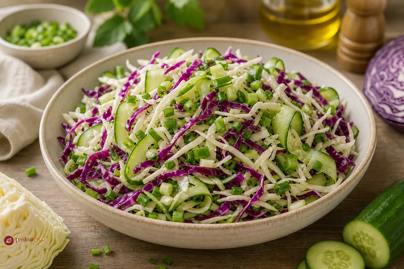 Vibrant Cabbage and Cucumber Salad כמנה ביתית מוכנה