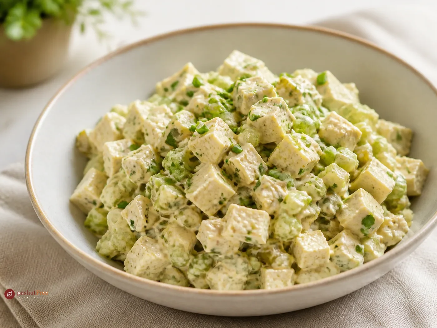 Ensalada vegana de tofu estilo huevo