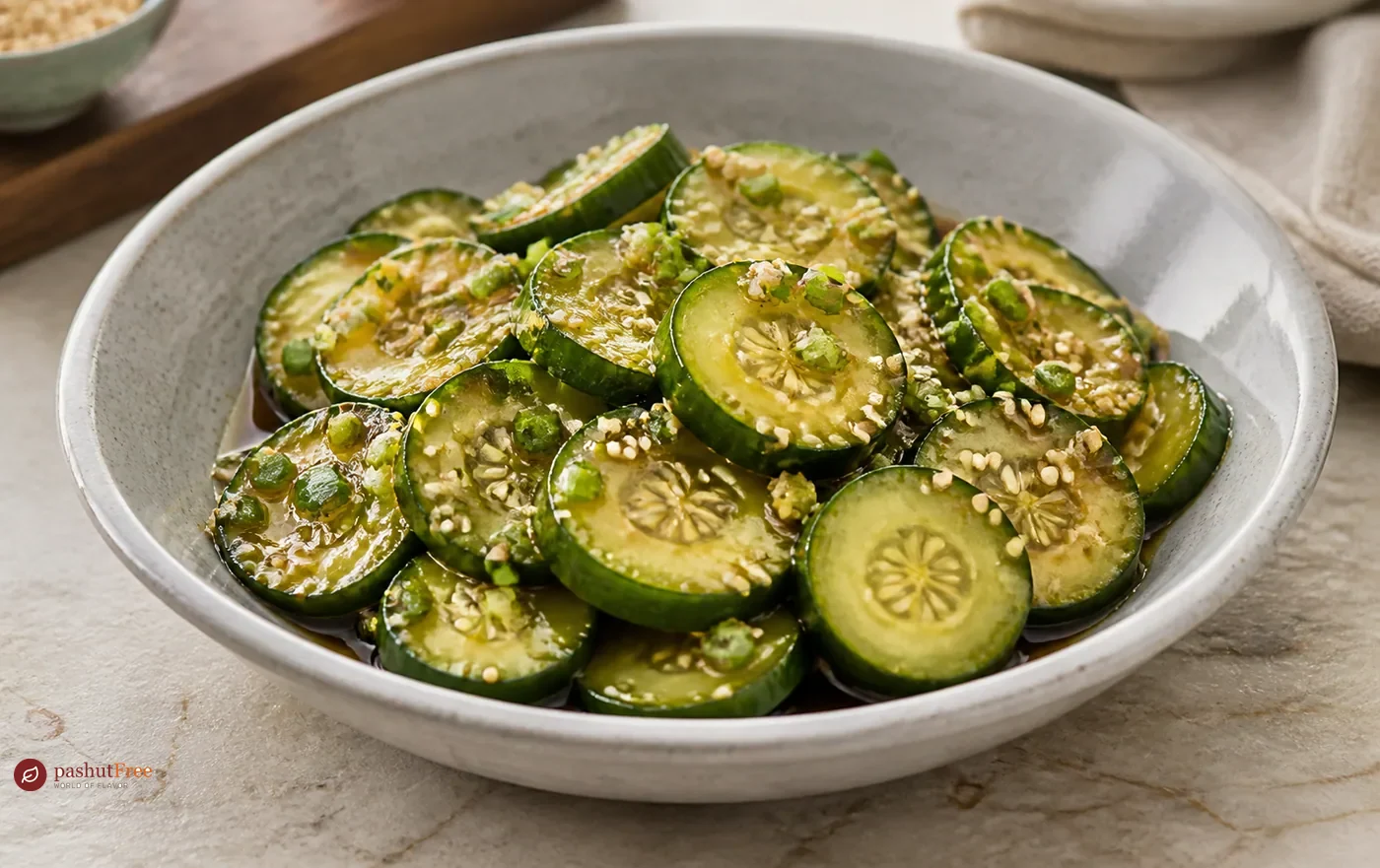Finished homemade dish: Sautéed Cucumbers with Sesame
