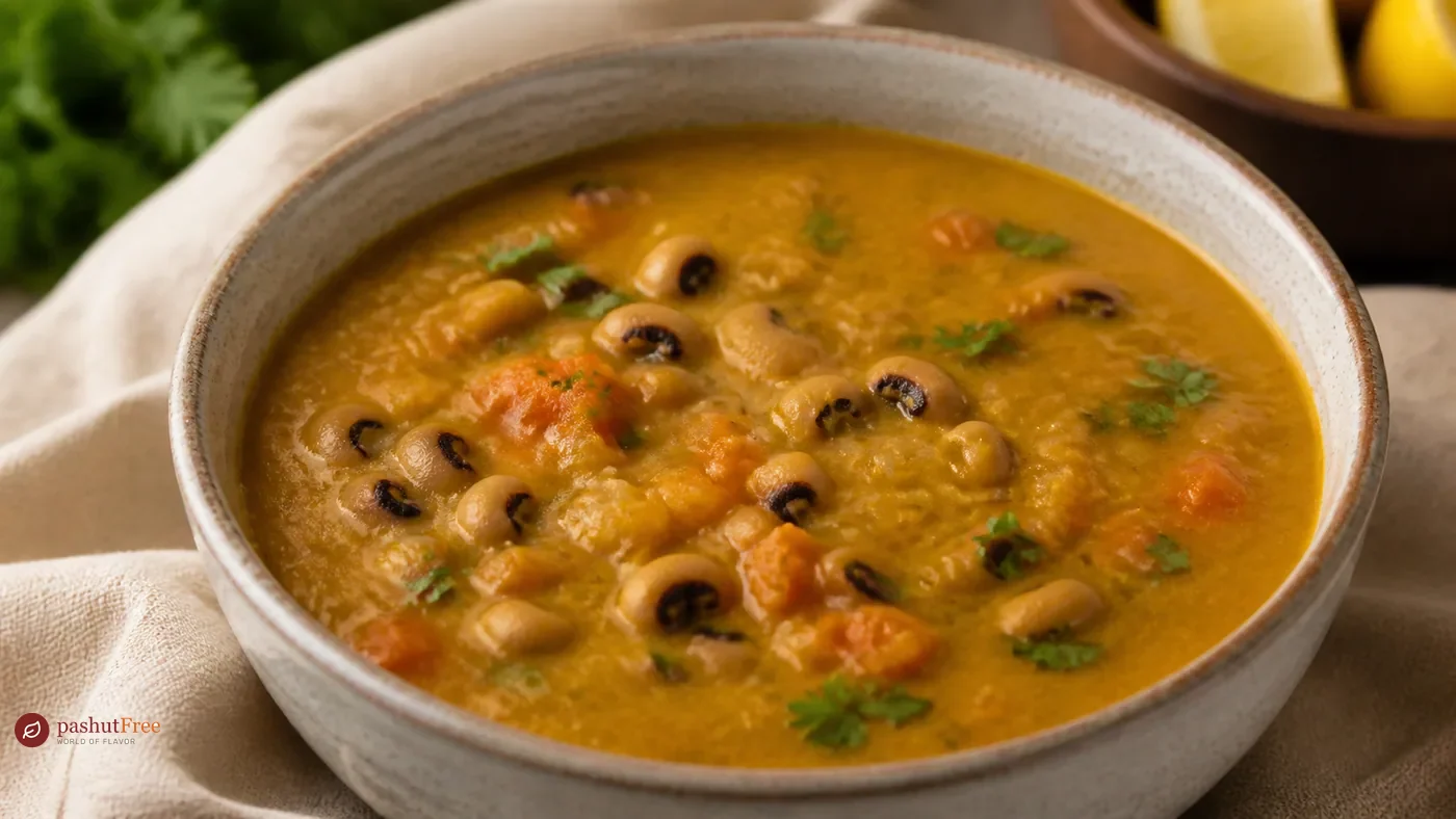 Finished homemade dish: Creamy Curried Black Eyed Pea Soup (Vegan, 1 Pot!)