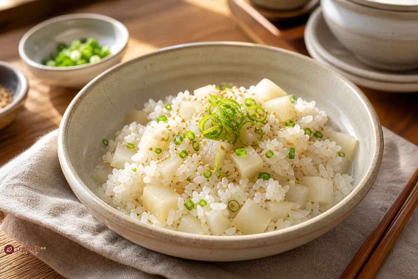 Finished homemade dish: Korean Steamed Radish Rice