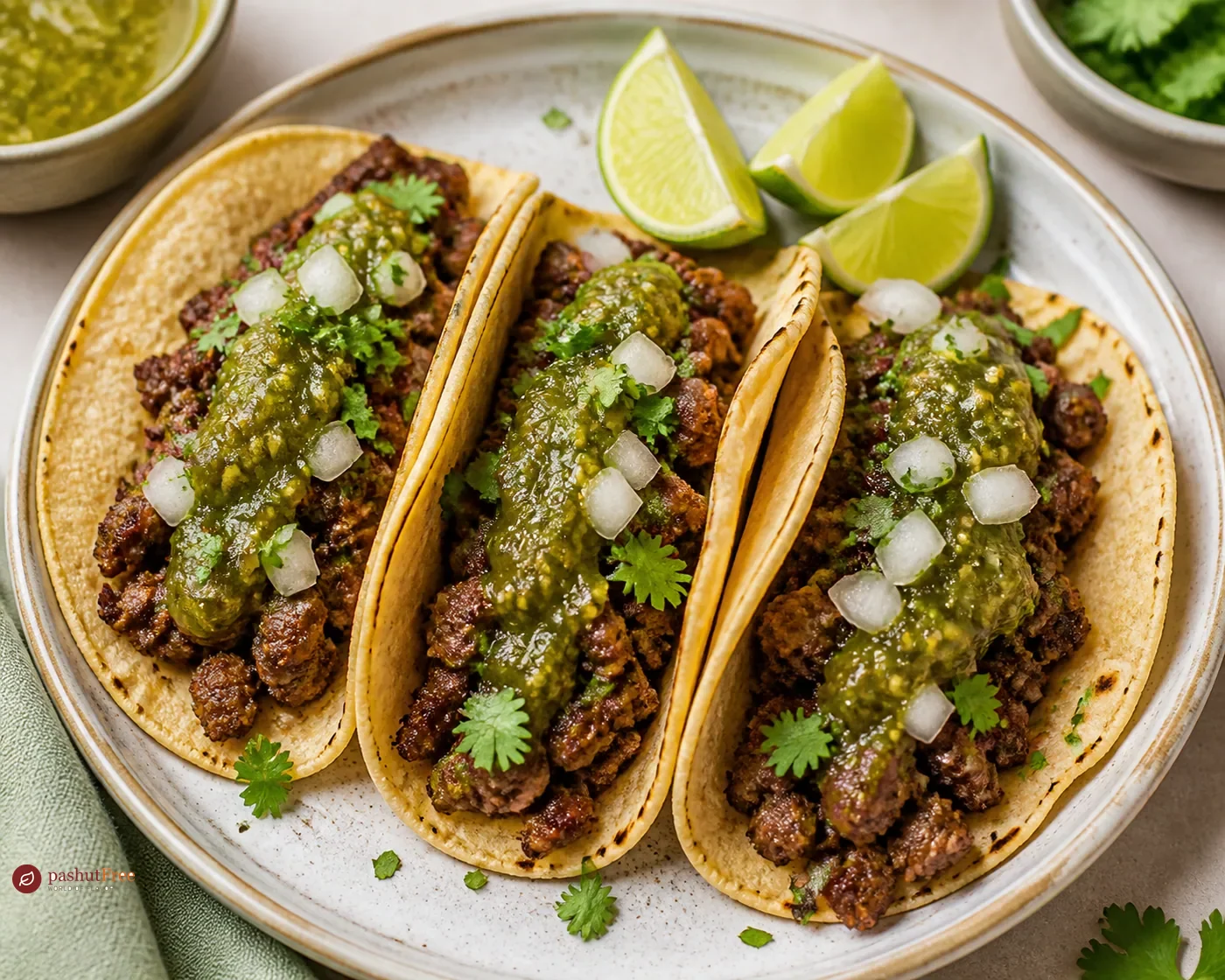 Beef Tacos with Tomatillo Salsa