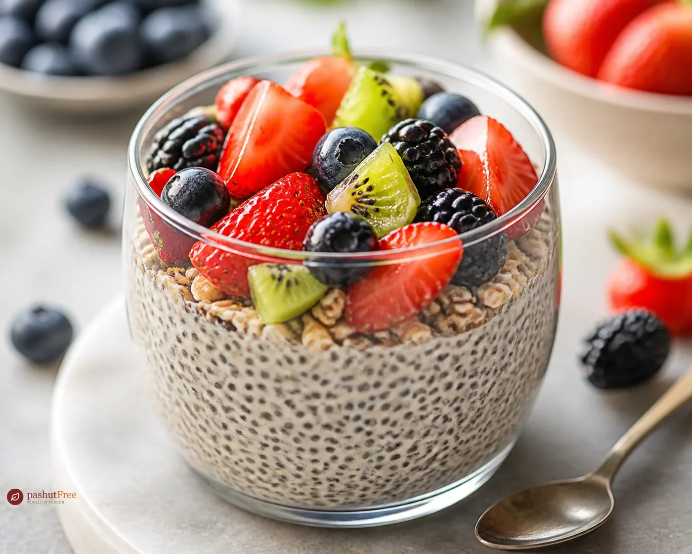 Pudin de chía con proteína y fruta fresca