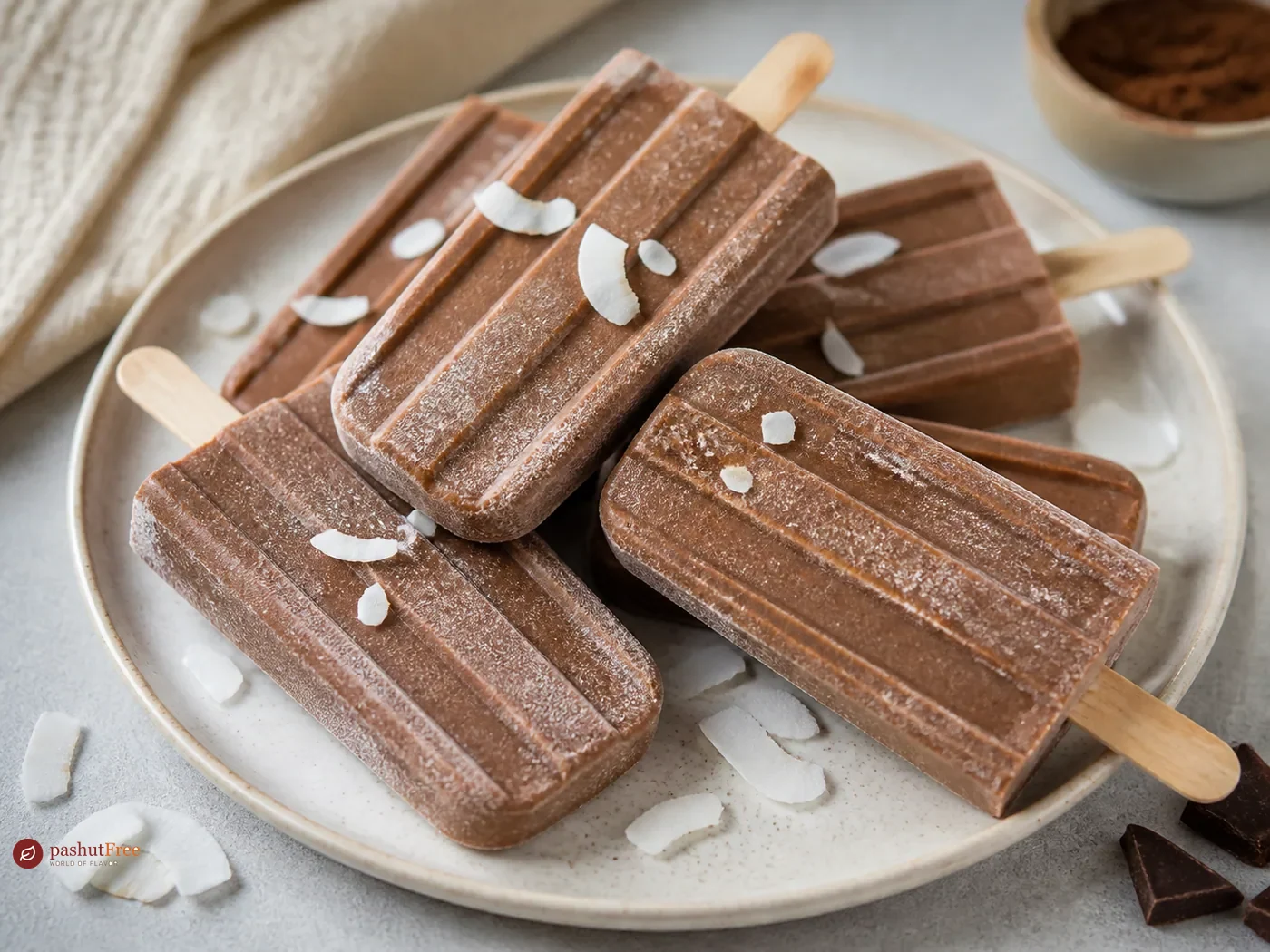 Polos veganos de cacao y leche de coco
