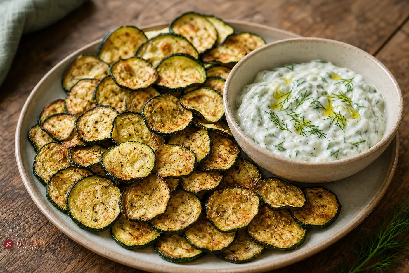 Crispy Baked Courgette Chips with Tzatziki
