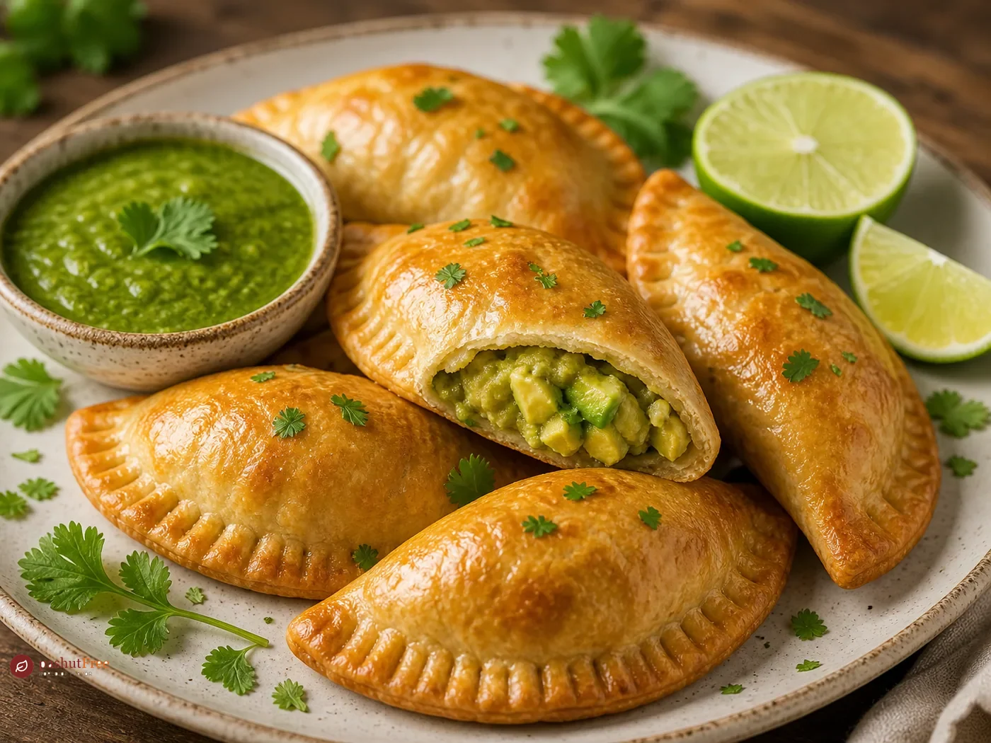 Empanadas de aguacate con aliño de cilantro