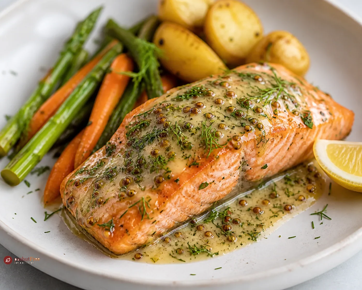Salmon with Mustard and Herb Dressing