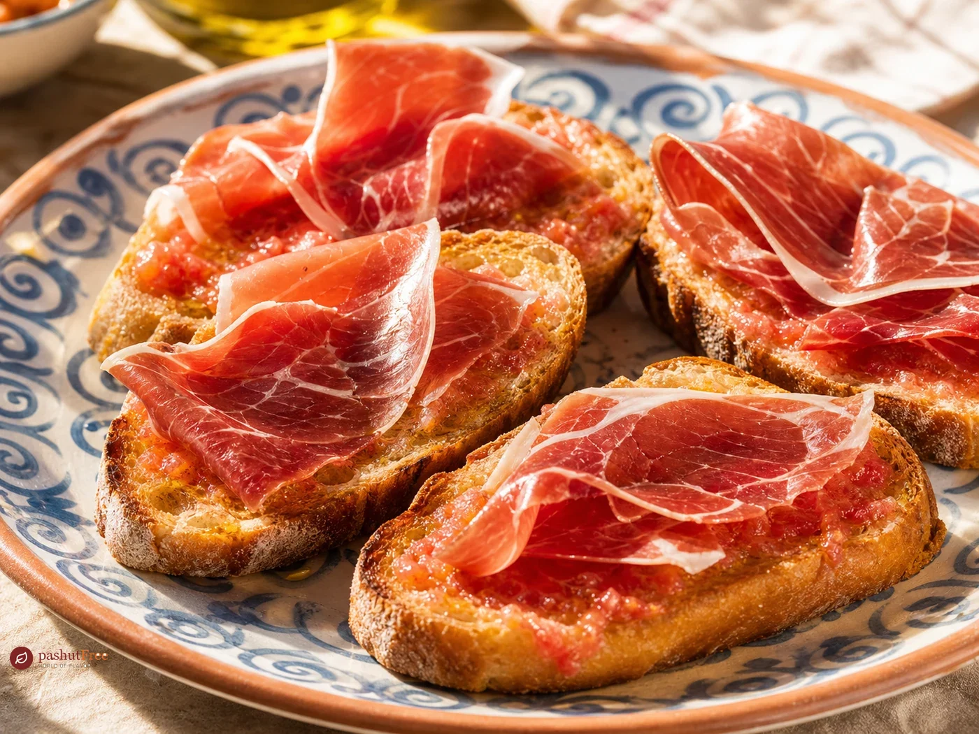 Spanish tomato bread with jamรณn Serrano