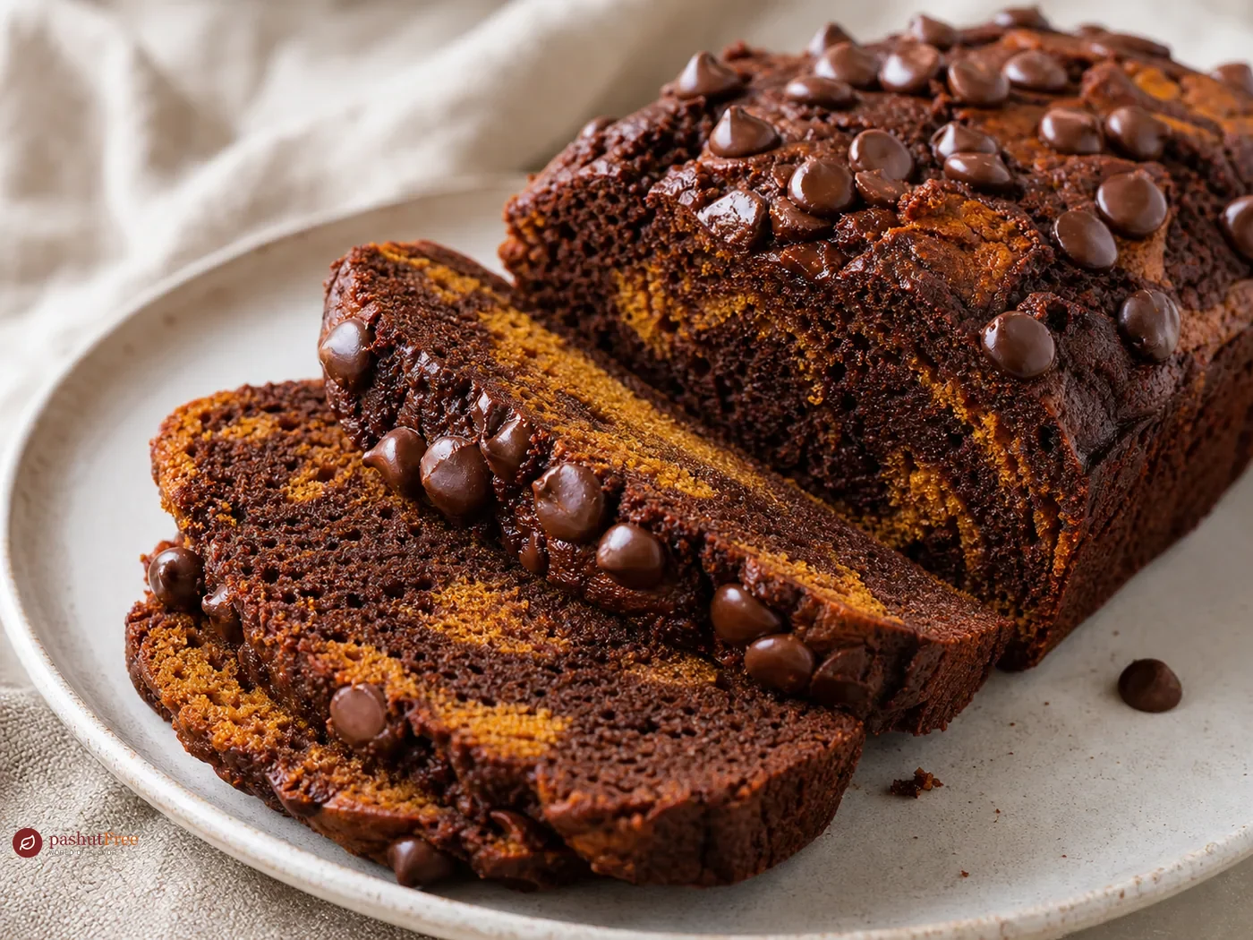 Vegan Chocolate Pumpkin Swirl Loaf Cake