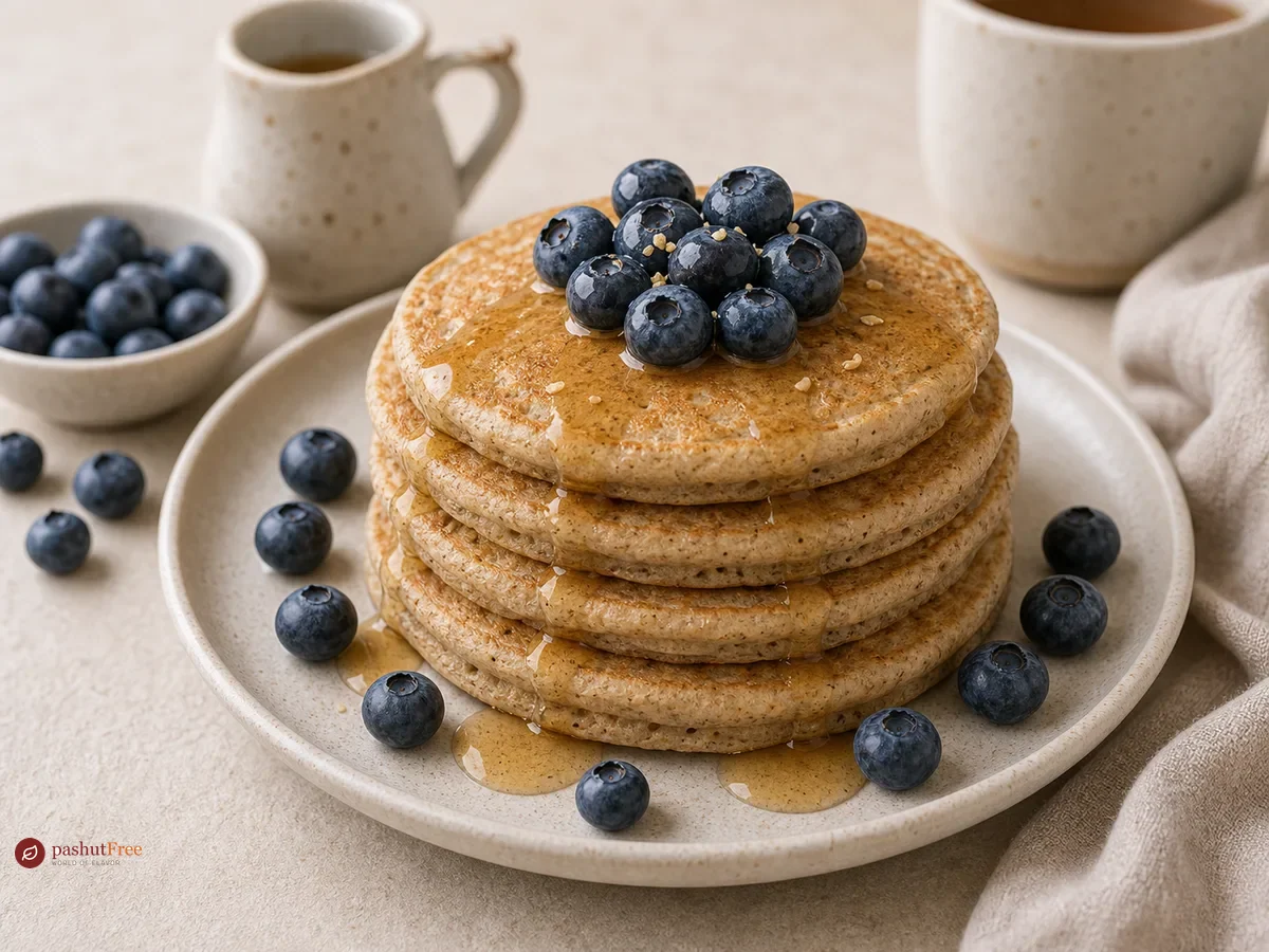Fluffy Buckwheat Pancakes with Blueberries