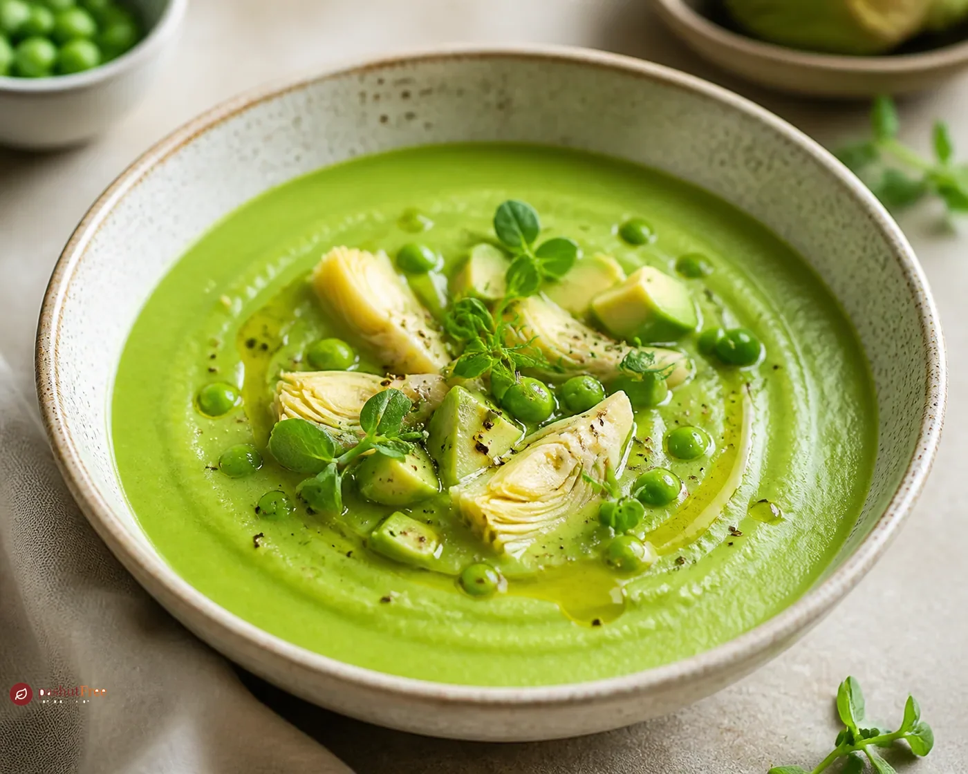 Avocado, Pea and Artichoke Soup