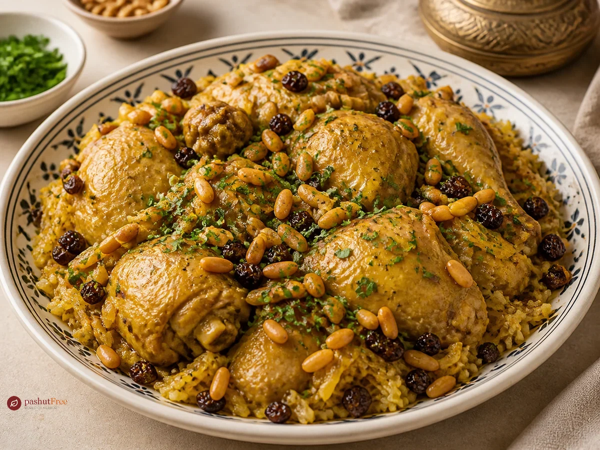 Chicken with saffron, raisins & pine nuts