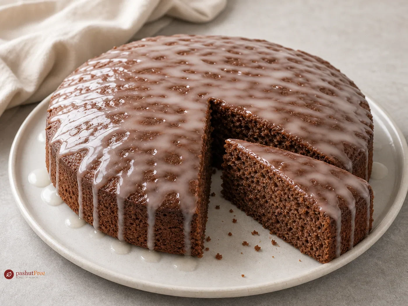 Light Chocolate Cake with Sweet Glaze
