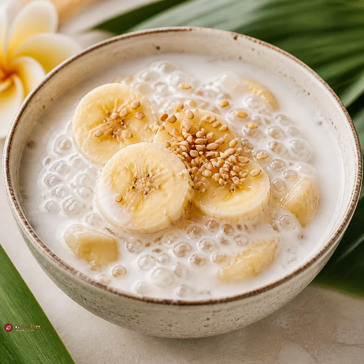 Authentic Laos Tapioca Pudding with Bananas