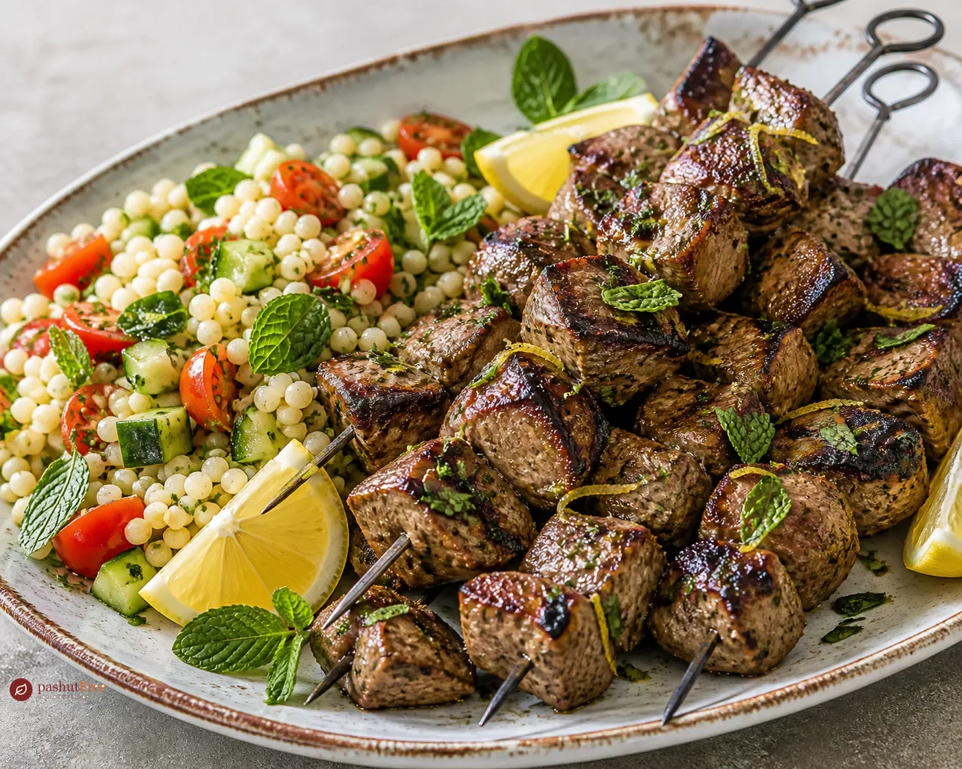 Lemon and Mint Lamb Kebabs with Couscous Salad