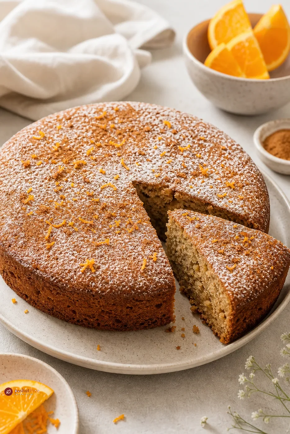 Vegan Tahini Cake with Cinnamon and Orange