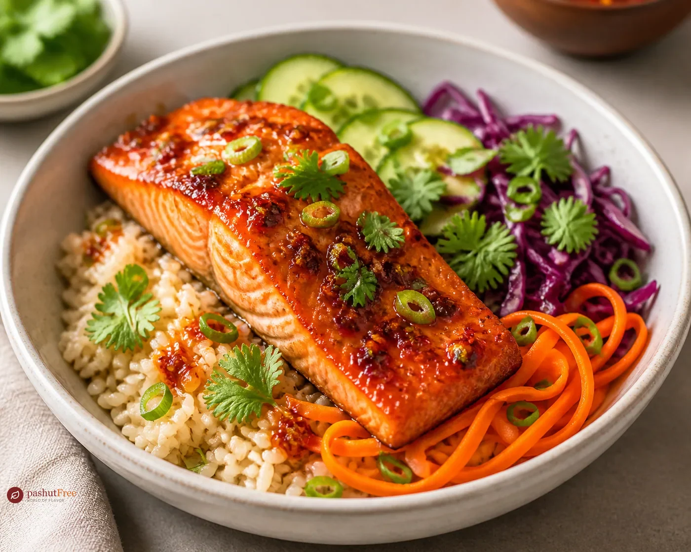 Harissa Honey Salmon Rice Bowl