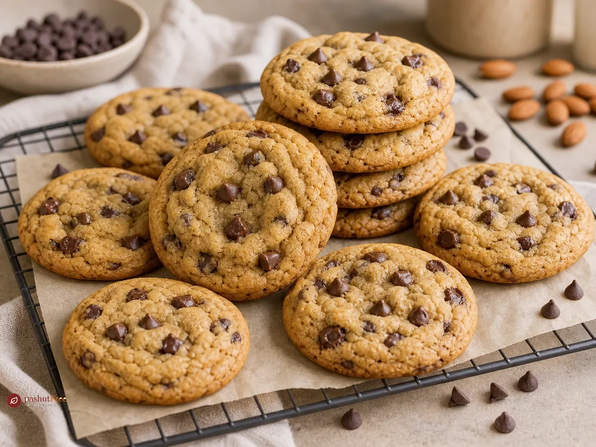 Soft almond cookies with chocolate chips