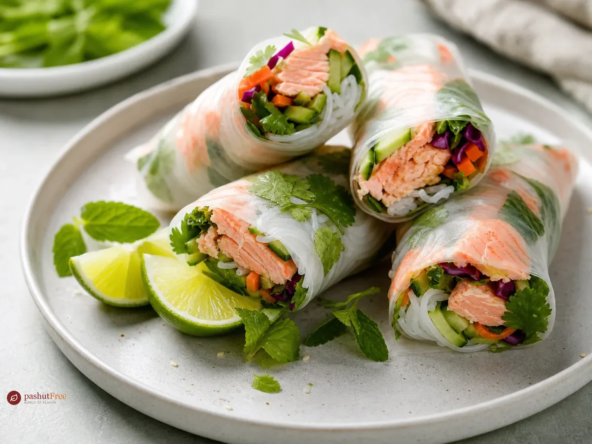 Salmon noodle wraps