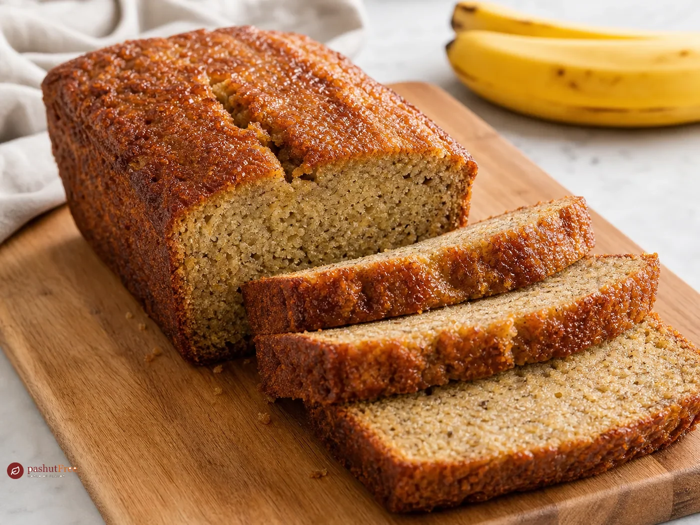 Vegan Banana Loaf with Caramel Sugar Topping