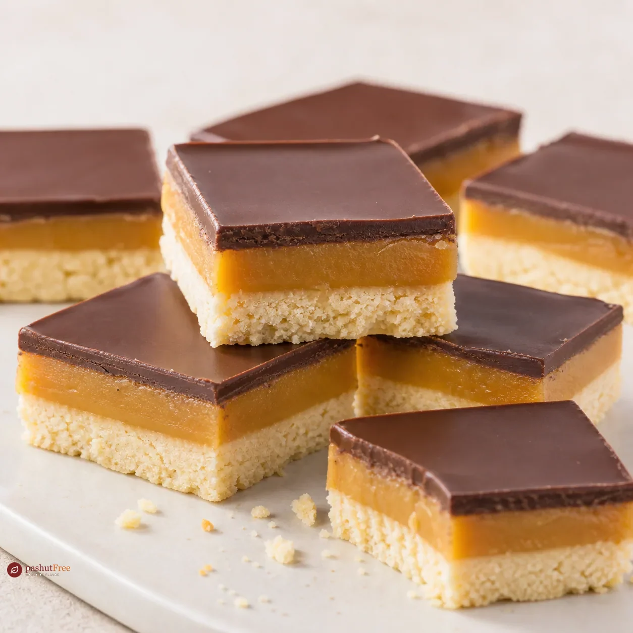 Shortbread sin gluten con caramelo y chocolate